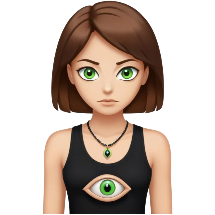 Person with hookah brown hair green eyes and a black tank top wearing an evil eye necklace emoji