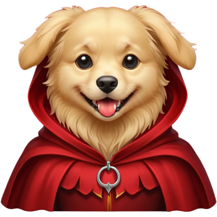 Goldern Vampire Dog in red collar cloak emoji