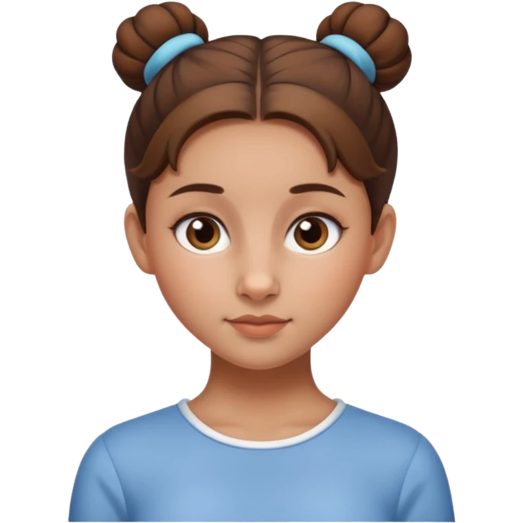 Normal skinned, tiny nosed, brown haired girl with sleek buns emoji