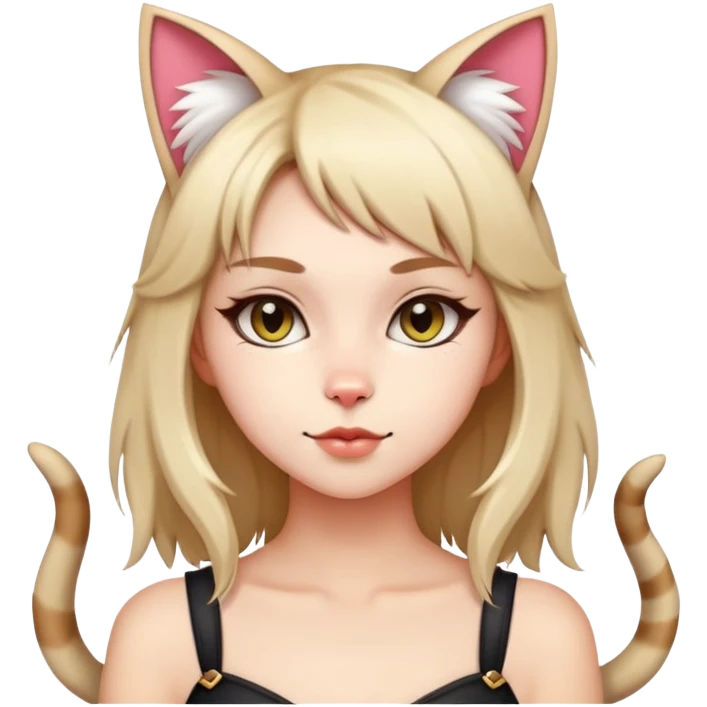 stylish cat girl with cat ears and tail emoji