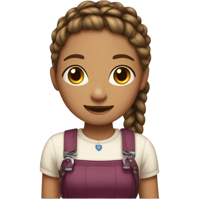 A Carmel skinned girl with braids and braces emoji