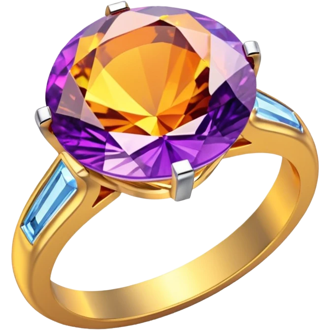 Multichrome colorshifting purple to yellow to orange 3D rending diamond gold ring
 emoji