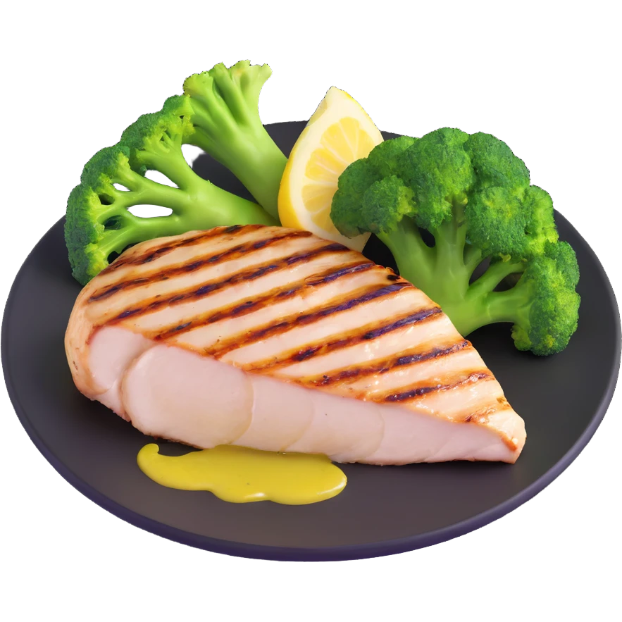 single keto meal: grilled chicken breast with broccoli and olive oil emoji