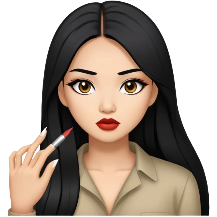 baddie with Asian and Latina features, long straight black hair, makeup emoji