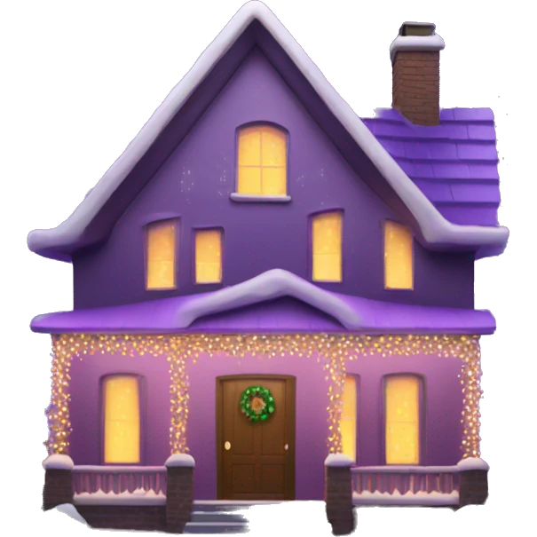 House with purple Christmas lights emoji
