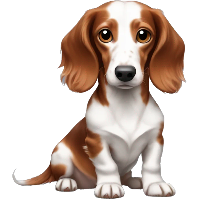 Long haired red piebald dachshund emoji