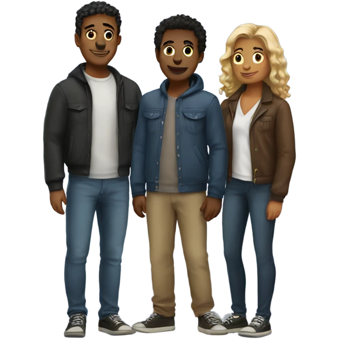 three friends standing emoji