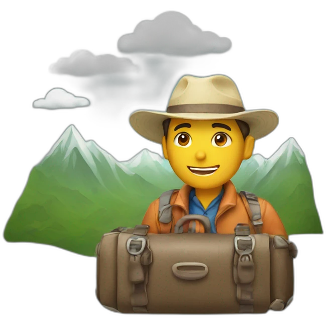 traveller with mountains on background emoji