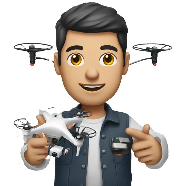  man holding a drone control panel in his hands emoji