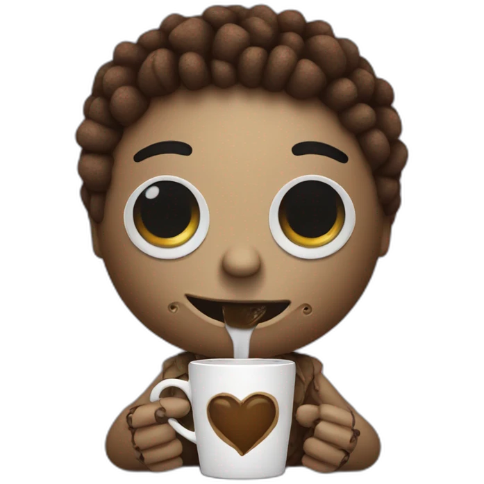 voodoo doll drinking coffee emoji