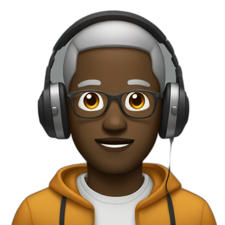 Black man listening to music emoji
