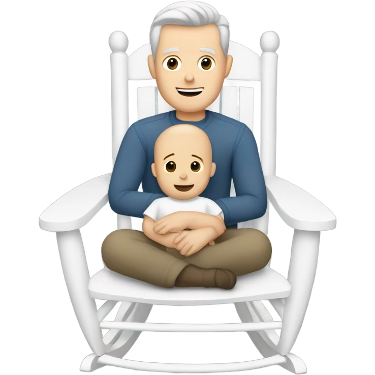 White man rocking white baby in grey rocker  emoji