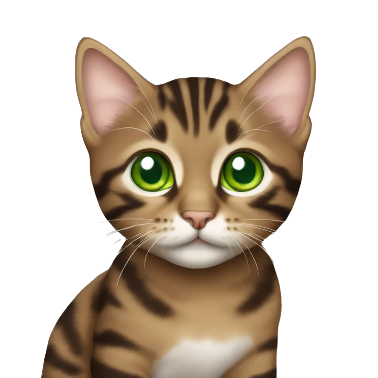 brown tabby kitten with green eyes emoji
