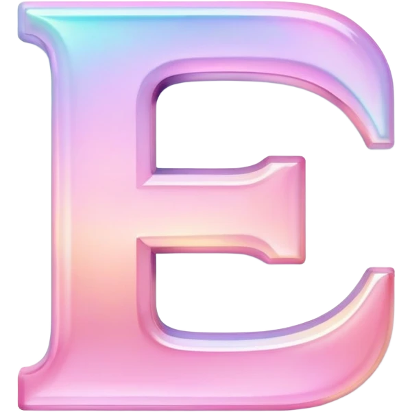 Iridescent pastel pink Font setting icon with letter E emoji