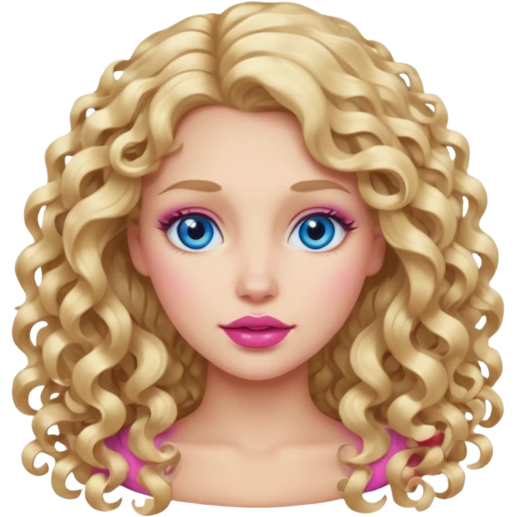 açık tenli  uzun kıvırcık sarı saçlı mavi gözlü   dudak rengi pembe yetişkin kadın yüz   emoji