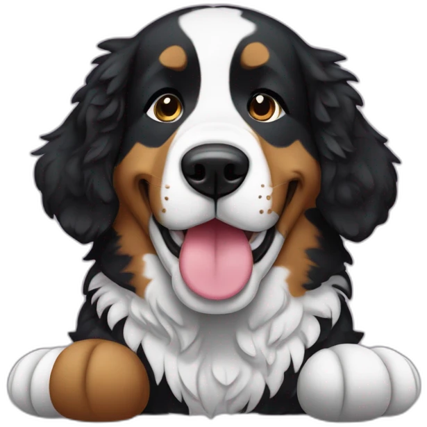 Berner sennen dog holding a plushie in his mouth emoji
