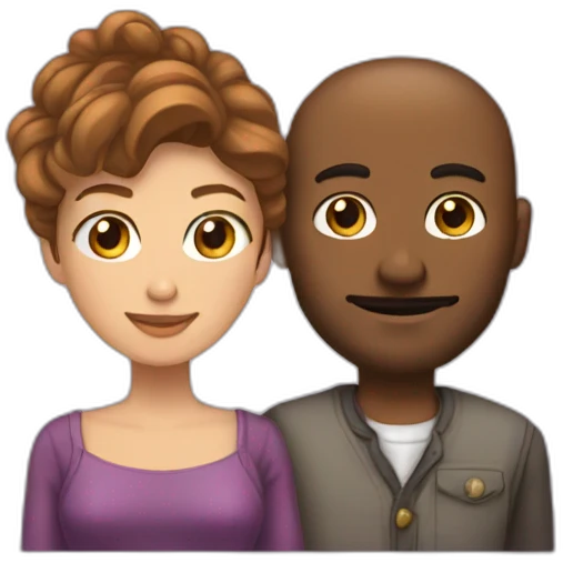 Une femme faurnikent avec un homme emoji