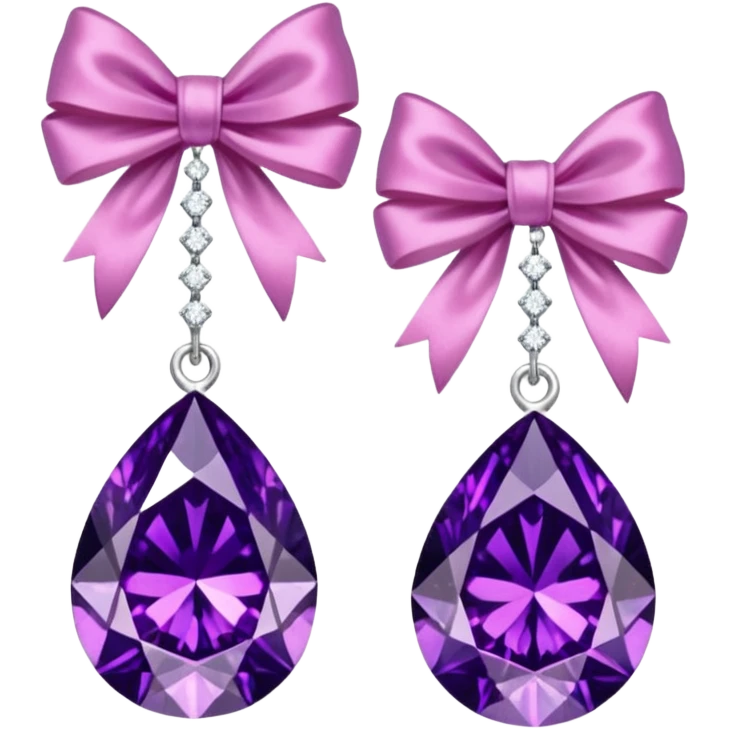 purple diamond earrings with a pink bow emoji