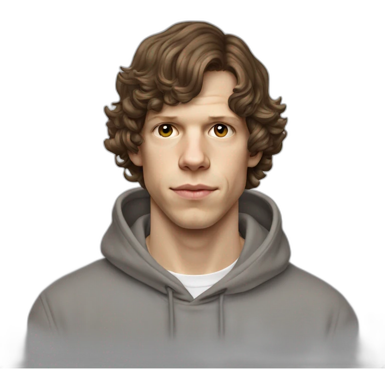 Jesse Eisenberg grey hoodie brown hair white shirt emoji