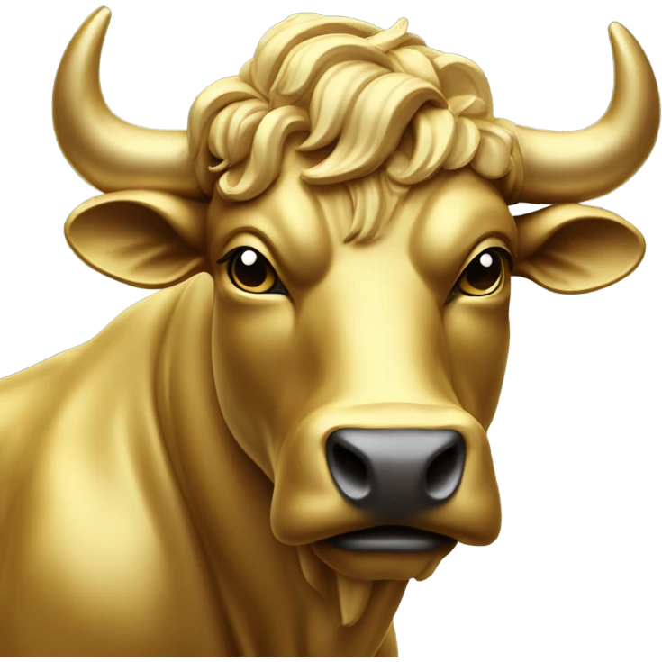 golden raging wall street bull portrait emoji