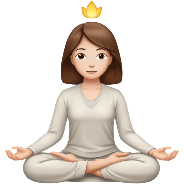 meditate white woman brown hair emoji