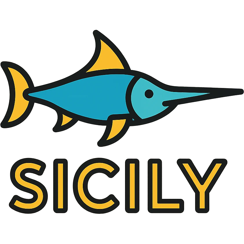 Sicily logo with swordfish, minimalist and elegant emoji