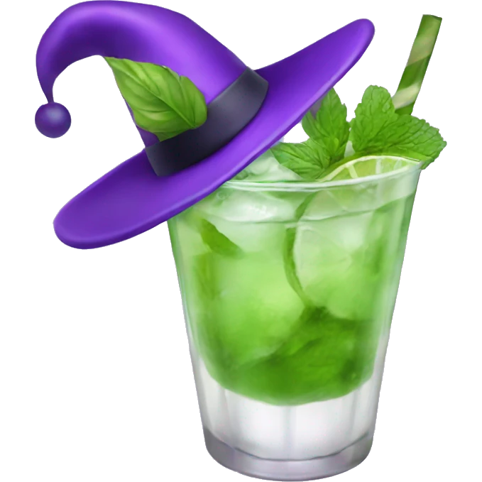 Mojito with purple witch hat emoji