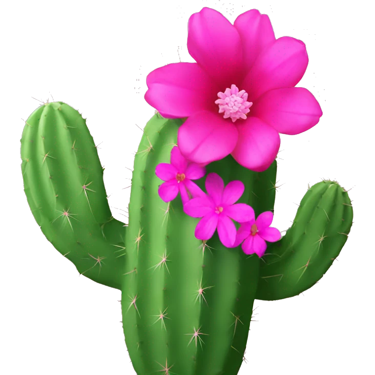 Cactus with hot pink flower emoji