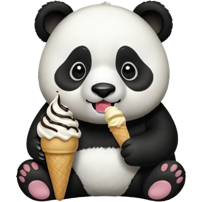 Panda eating ice cream emoji