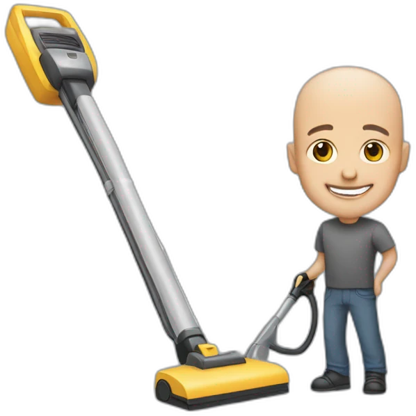bald man with a hoover emoji