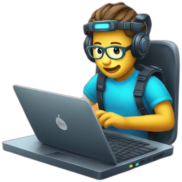 coder programmer laptop neon emoji
