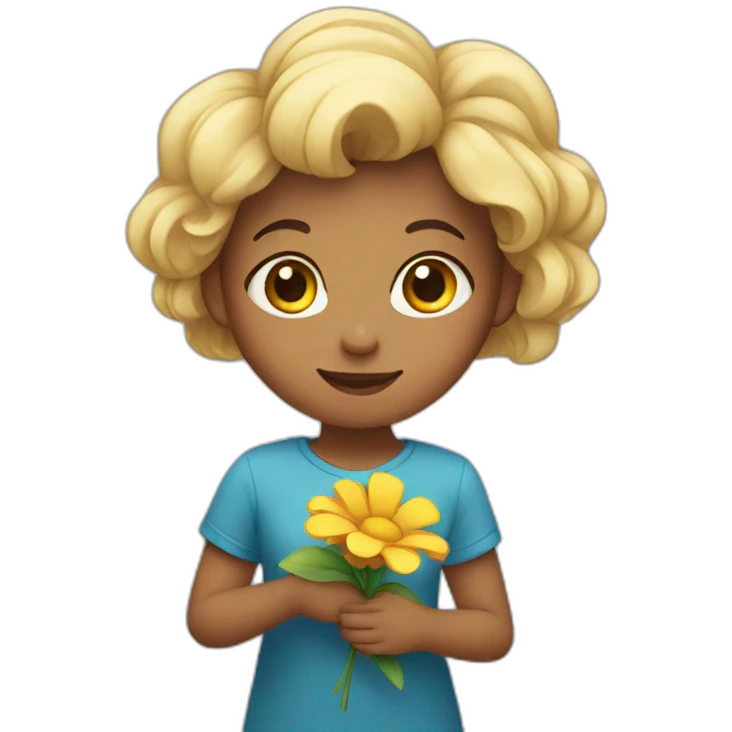 Girl holding flower  emoji