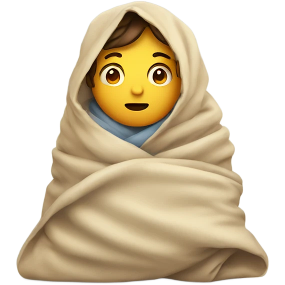 Person wrapped up in blankets like a burrito emoji