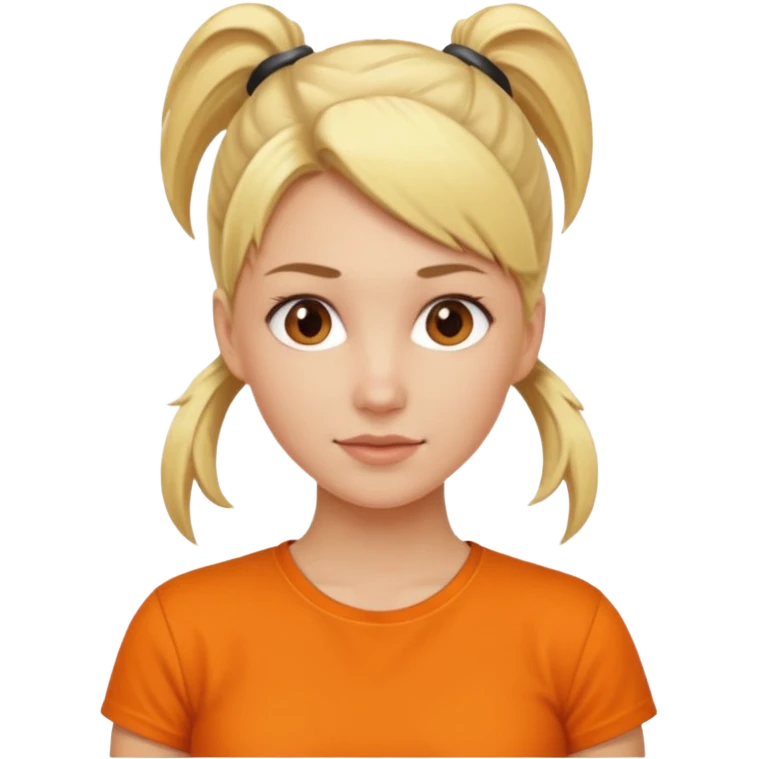 blond woman with ponytail and orange shirt emoji