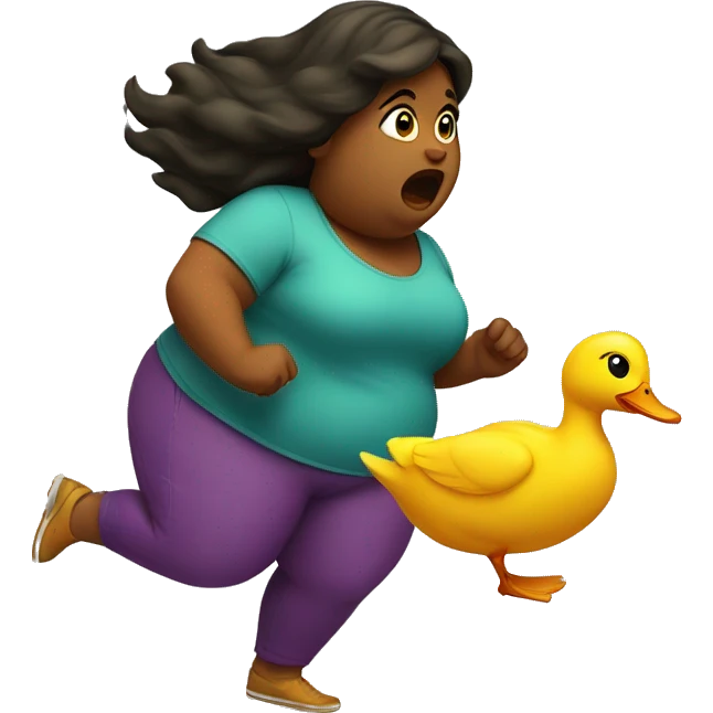Fat Girl chases duck  emoji