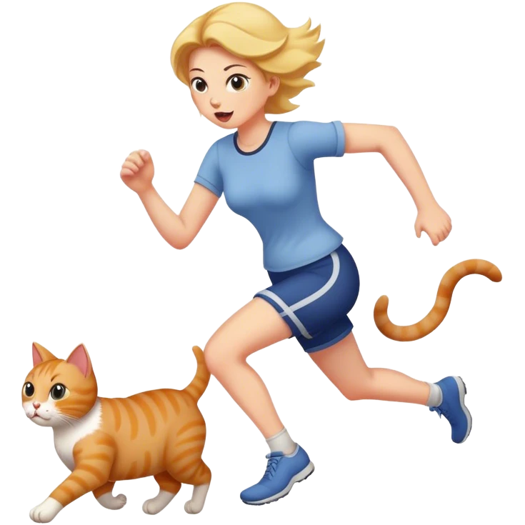 Woman stealing cat running emoji