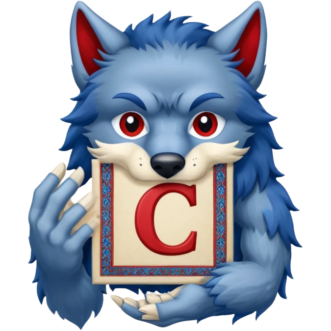 a werewolf hand holding the letter c make the c made out of persian carpet texture emoji
