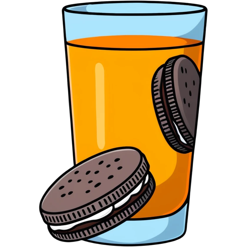 double stuffed Oreos with orange juice emoji