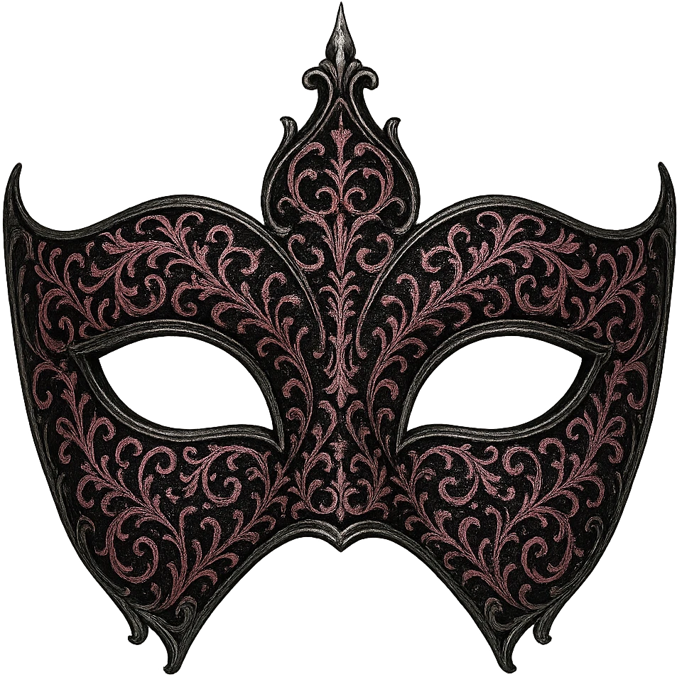 gothic mask, pink lace and silver accents, no background emoji