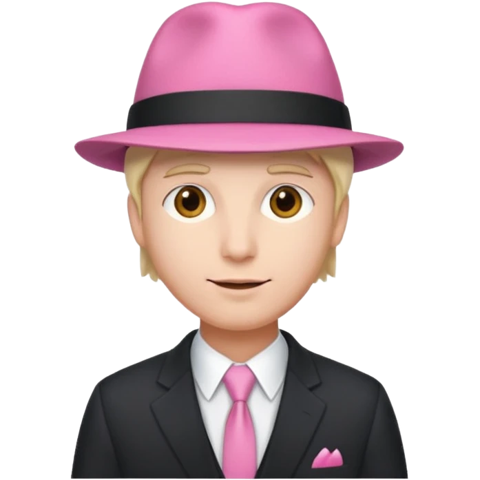 a suited man with pink hat emoji