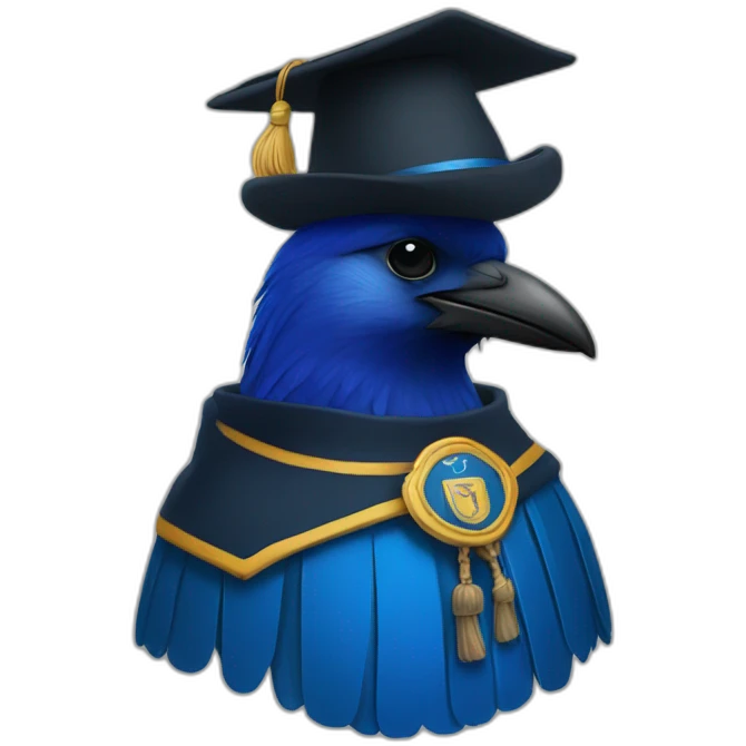 Blue Crow with alumni hat and mantle а emoji