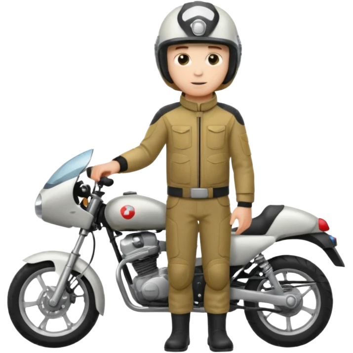 A boy stand with Motorbike emoji