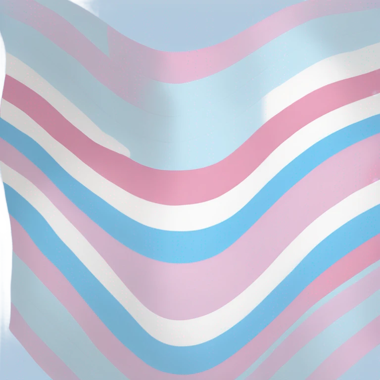transgender pride flag with five horizontal stripes: light blue, pink, white, pink, and light blue emoji