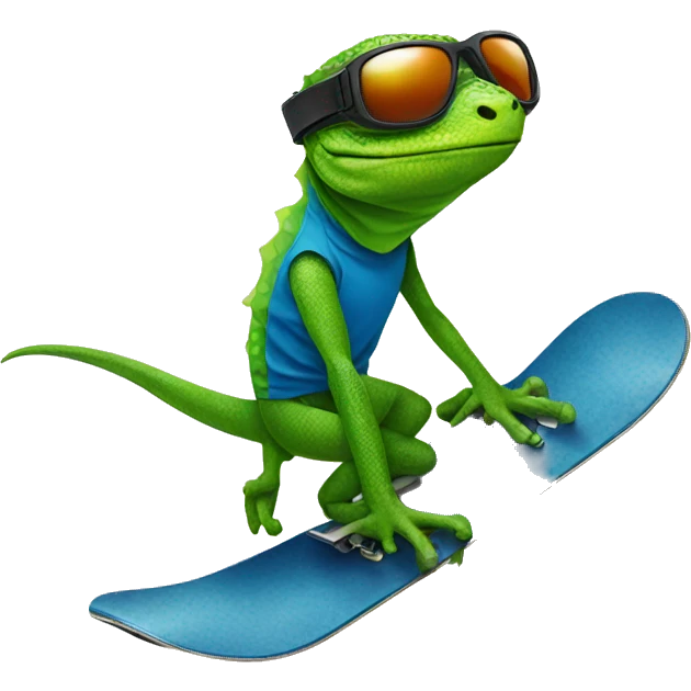 Lizard on a snowboard emoji