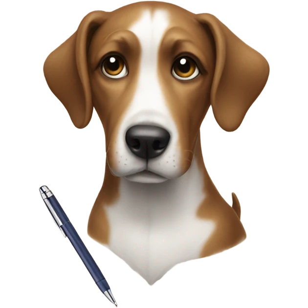 Dog with a pen emoji