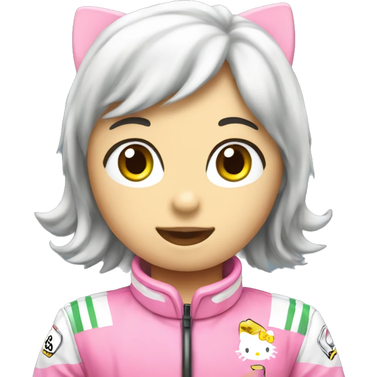hello kitty riding f1 car emoji