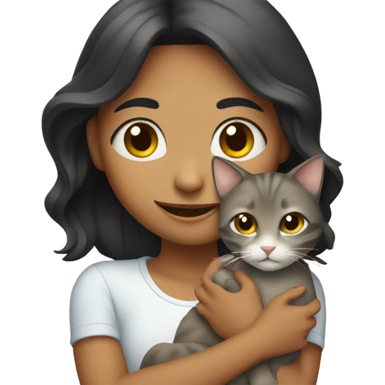 smiling girl with cat emoji