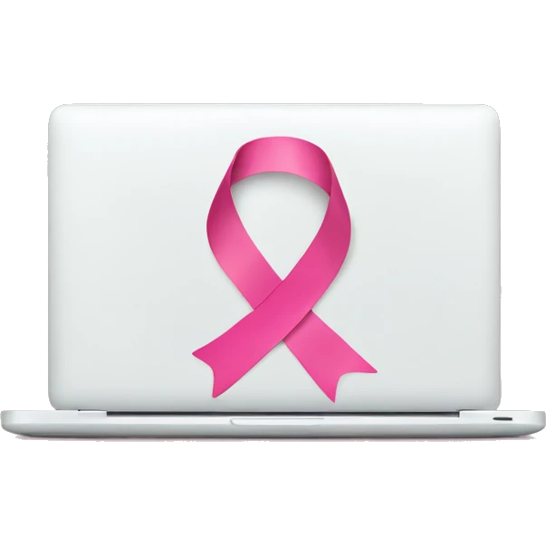 White laptop with pink ribbon emoji