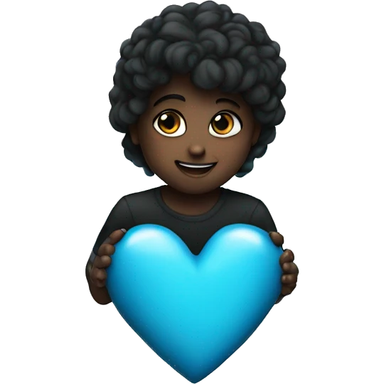 Baby blue heart whit black fire emoji