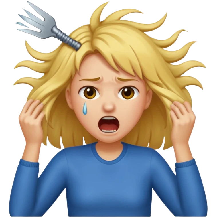 Girl ripping hair out yelling holding hair crying  emoji